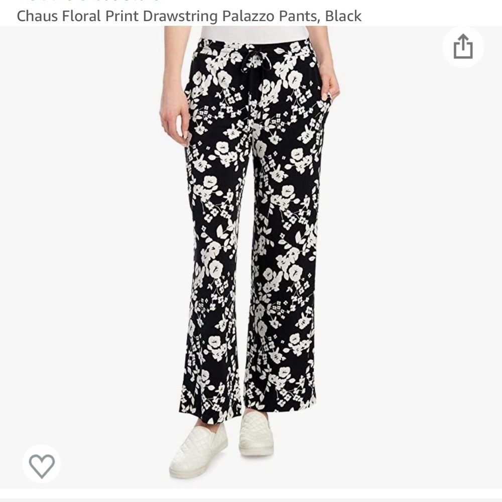 CHAUS New York‎ wide leg floral print palazzo pants drawstring waist Sz XL